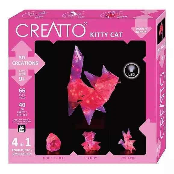 Creatto 03492 Kitty Cat 4 in 1 Creations Set -BUILD 3D Figurines - LED - For Ages 9+