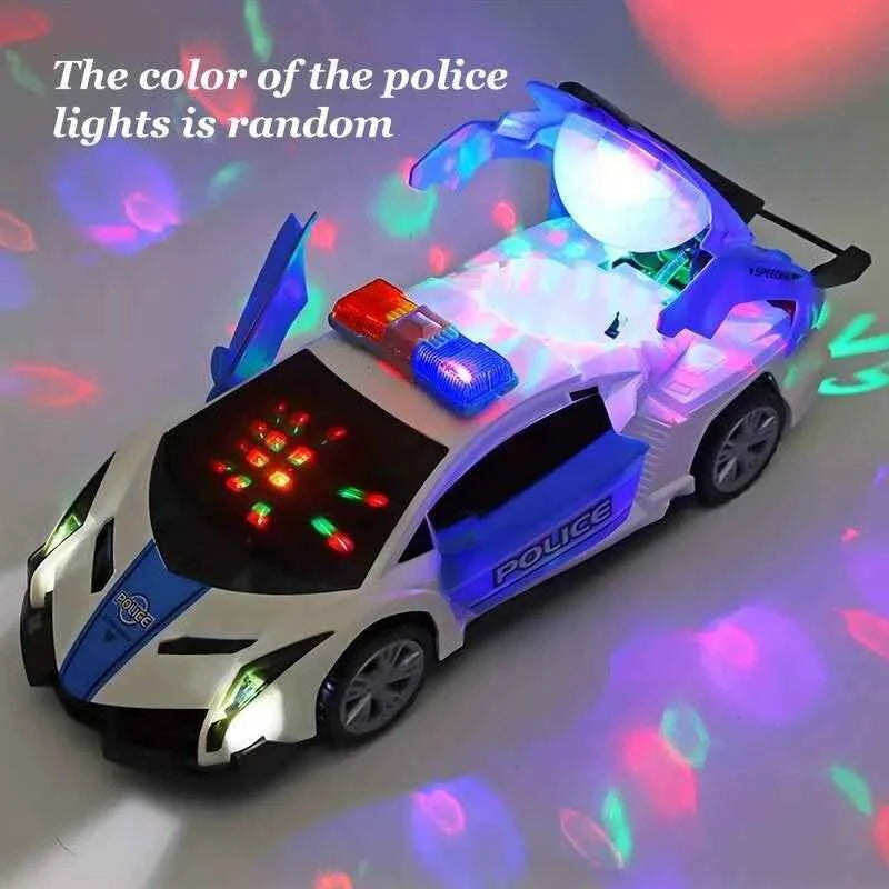 Police Car Transforming Toy Lights Sounds Bump and Go Action for Kids