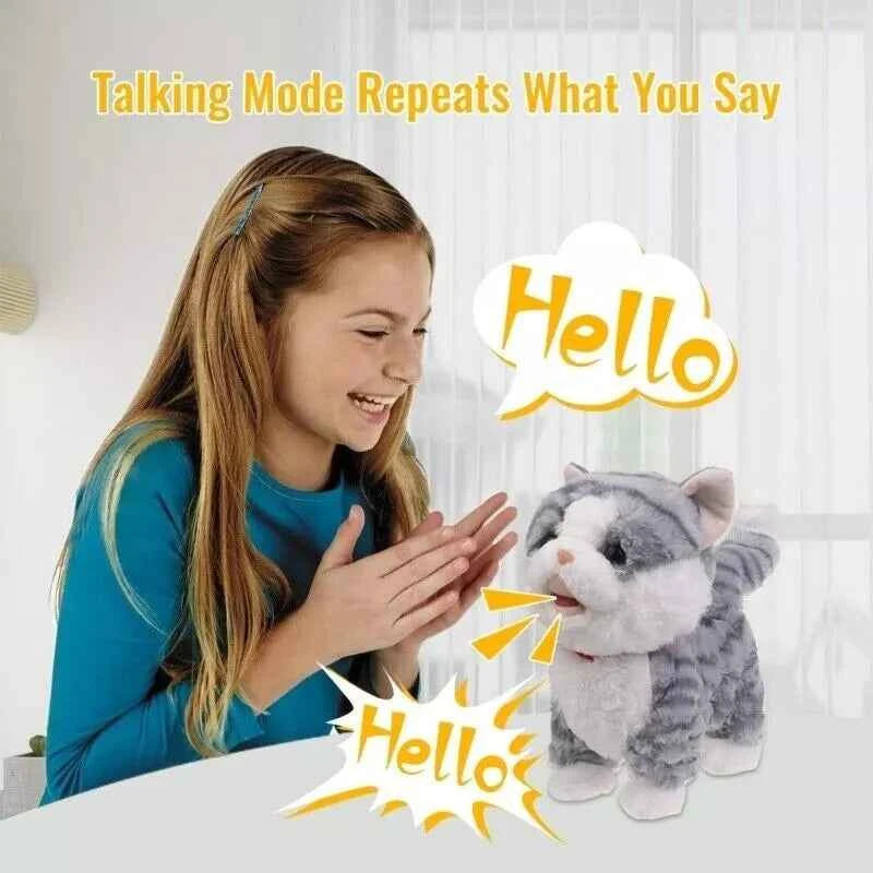 Realistic Walking Cat Singing Toy Electronic Plush Kitten Leash Cats Toy