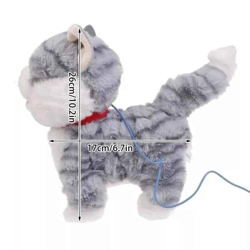 Realistic Walking Cat Singing Toy Electronic Plush Kitten Leash Cats Toy