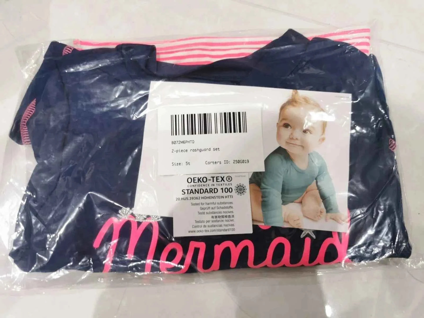 Simple Joys by Carter's Girls 2pc Rashguard Set- Pink Mermaid