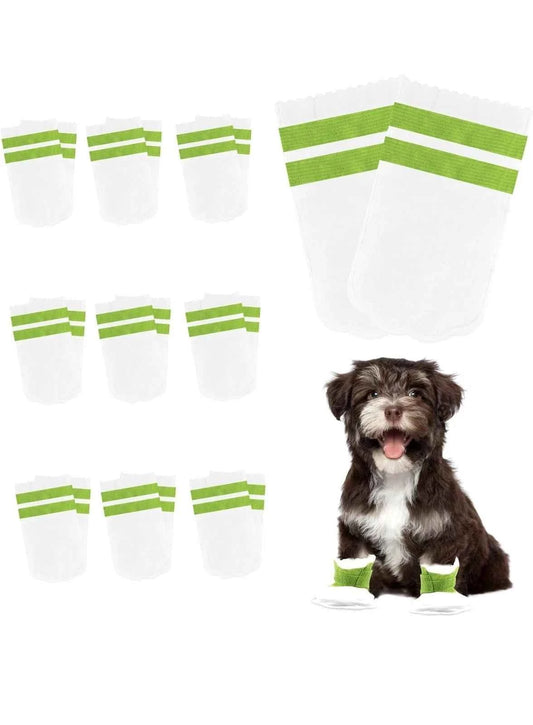 Disposable Pet Dog Cat Shoes Set Of 20 - White - 2 Sizes Available