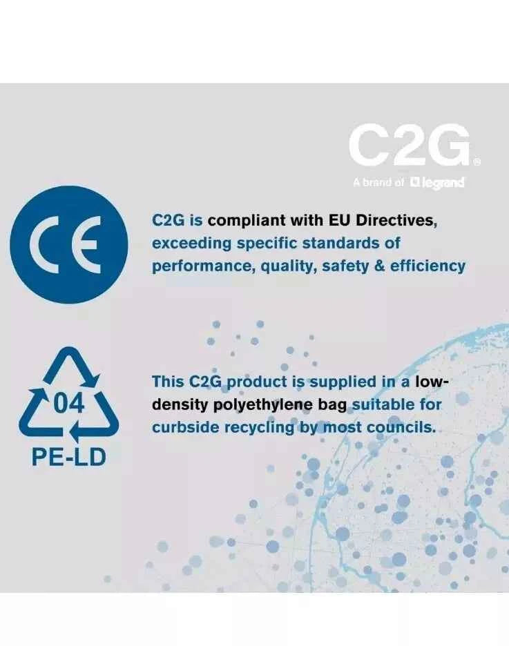 C2G 88513 2 Metre UK Power Cable (IEC320C13 to BS 1363) 6 Foot Kettle Lead