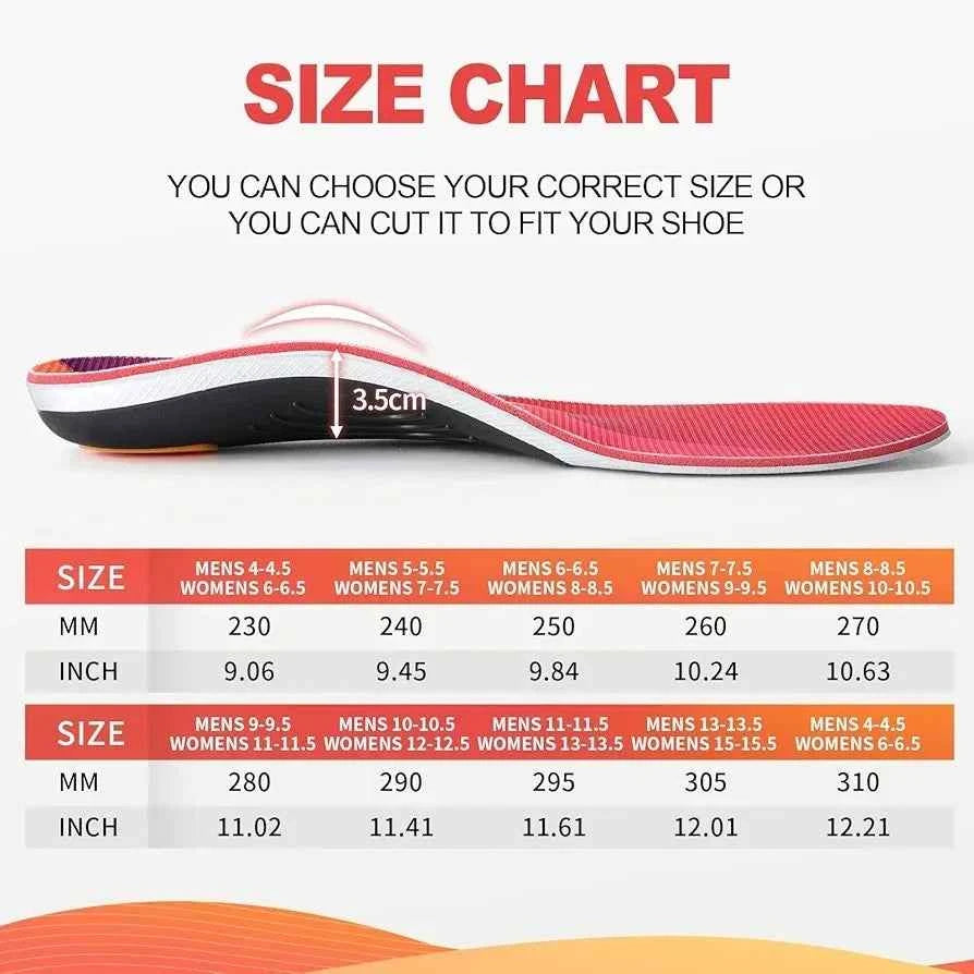 PCSsole Orthotics Insoles for Plantar Fasciitis, Arch Support Insoles for Flat Feet, Heel Pain and Foot Pain Size- 7.5-8 27cm