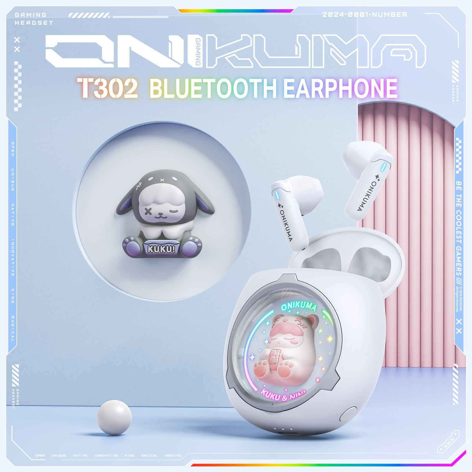 ONIKUMA T302 interchangeable Doll Space Capsule Wireless Bluetooth TWS Earbuds