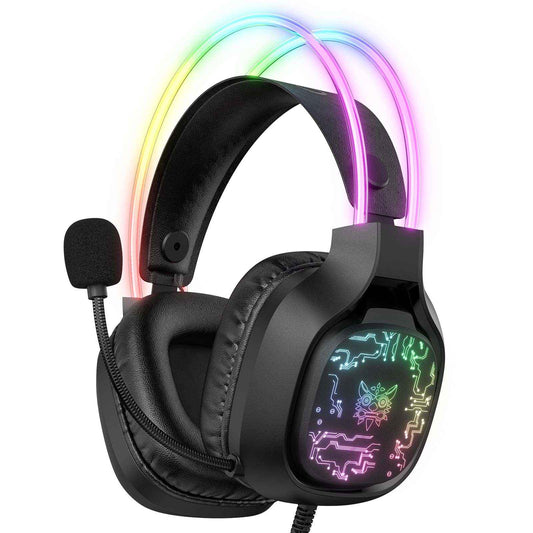 ONIKUMA X22 USB + 3.5mm Cool RGB Dynamic Light Wired Gaming Headset with Mic, Cable 1.8m
