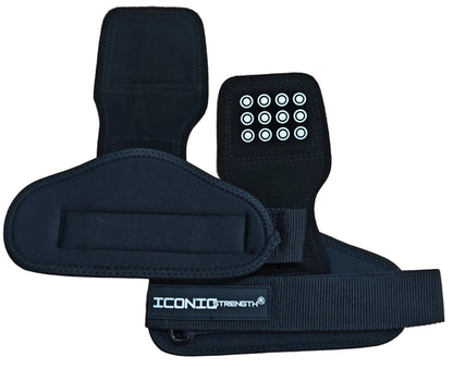Iconic Strength Genuine Leather Lifting Straps with Embedded Silicone Grip – Heavy-Duty Wrist Support for Deadlifts, Pull-Ups & Strength Training