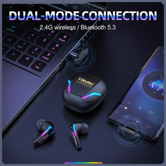 ONIKUMA T27 Dual-Mode RGB Wireless Bluetooth/2.4ghz Earbuds Headphones