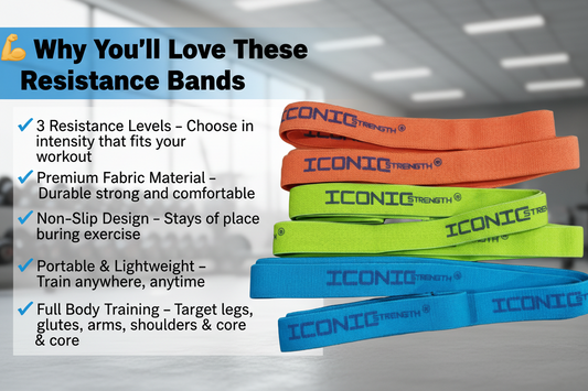 Fabric Resistance Bands Set – Light (3.5kg), Medium (6.5kg), Heavy (10kg) | Strength Training, Stretching & Home Gym Workouts