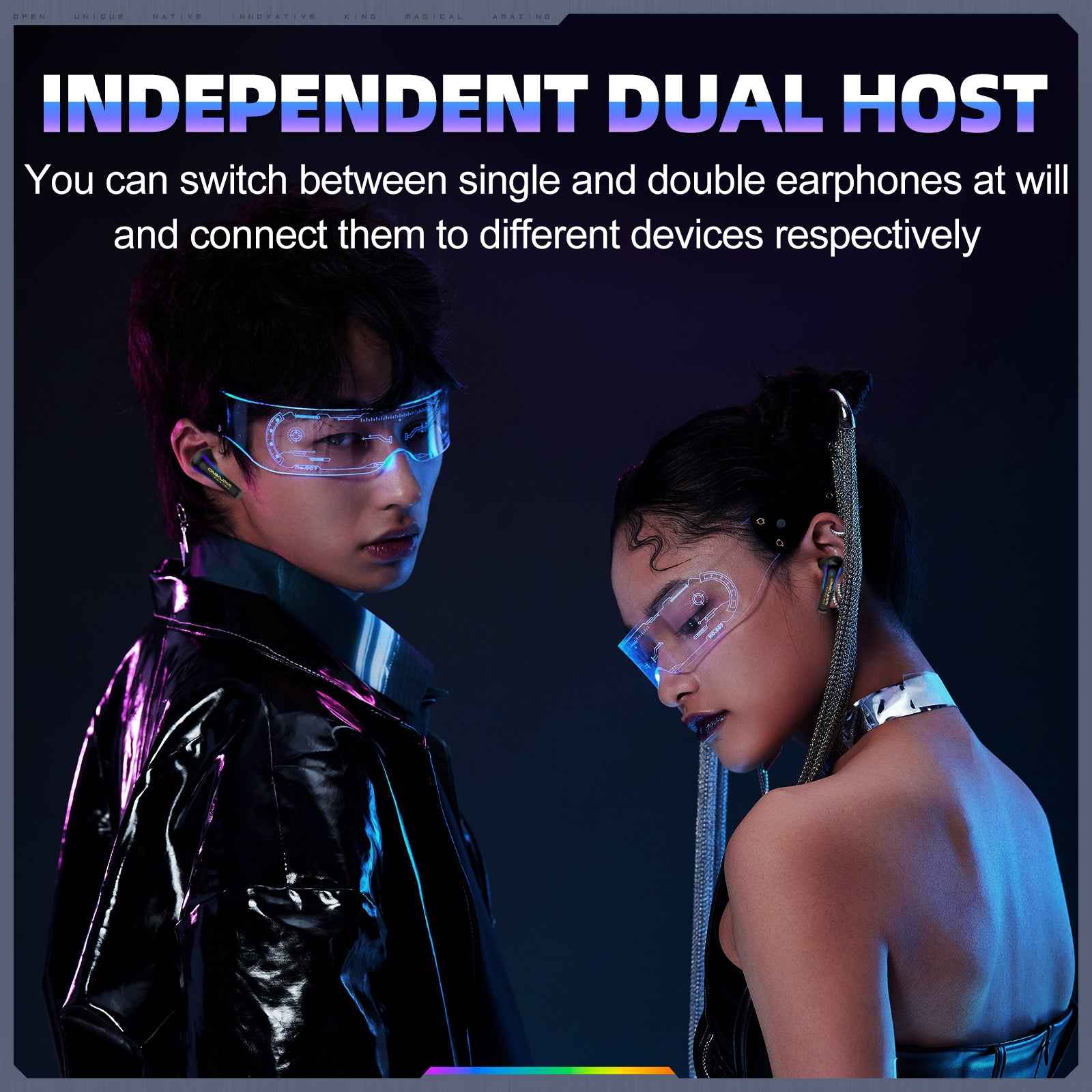 ONIKUMA T27 Dual-Mode RGB Wireless Bluetooth/2.4ghz Earbuds Headphones