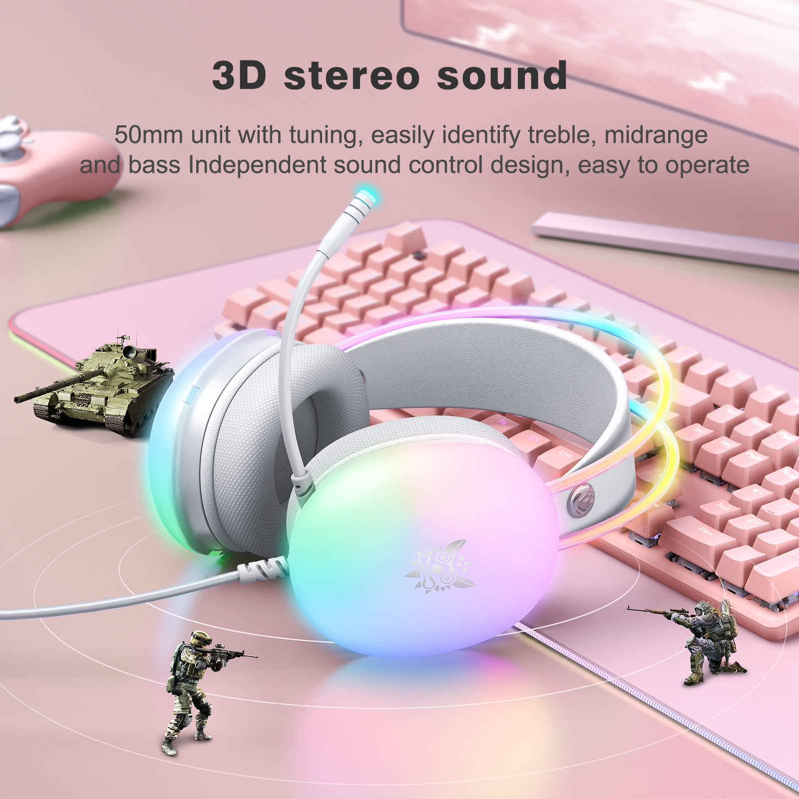ONIKUMA X25 RGB Gaming Headset, 3D stereo sound, Intelligent deep noise reduction-PC/XBOX/PLAYSTATION/SWITCH