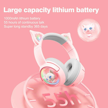 ONIKUMA B5 RGB Cat Ear 2.4g/Bluetooth Wireless Gaming Headset- Cute Pet Capsule Design
