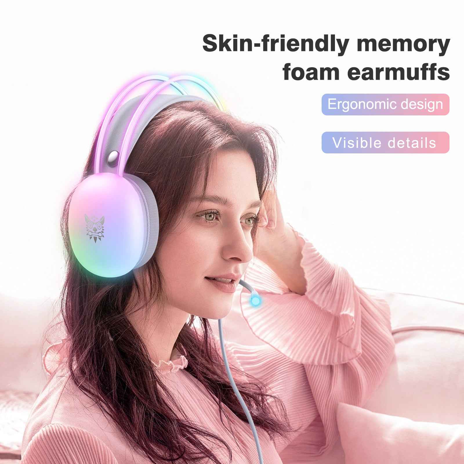 ONIKUMA X25 RGB Gaming Headset, 3D stereo sound, Intelligent deep noise reduction-PC/XBOX/PLAYSTATION/SWITCH