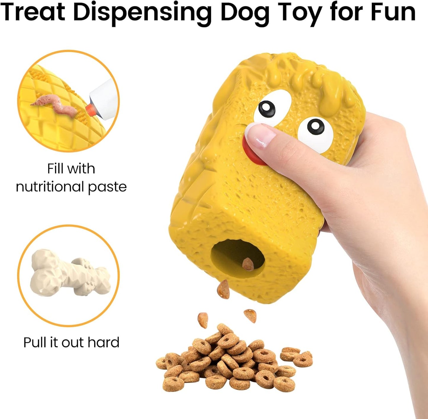 RUXAN Dog Toys for Aggressive Chewers - Indestructible Dog Chew Toys with Milk Flavor, Tough Natural Rubber Interactive Dog Treat Toy for Medium/Large Dogs Chew Chase and Fetch