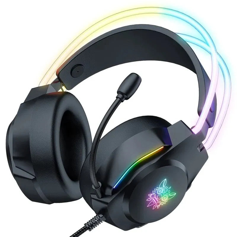 ONIKUMA X26 RGB Gaming Headset – Wired E-Sports Headphones with Noise-Reduction Mic, 50mm Drivers, USB + 3.5mm for PC, PS4, PS5, Xbox & Switch