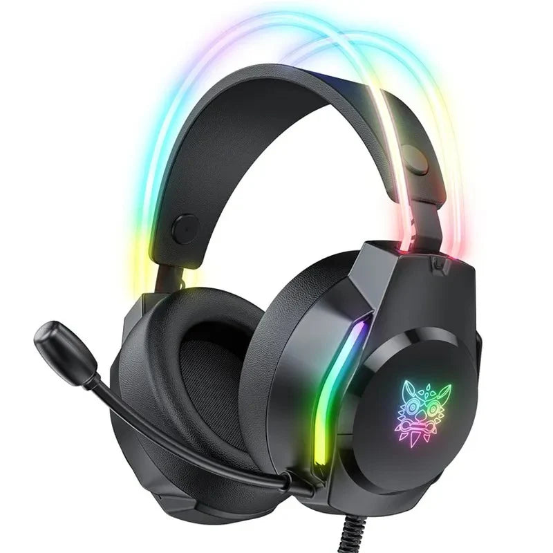 ONIKUMA X26 RGB Gaming Headset – Wired E-Sports Headphones with Noise-Reduction Mic, 50mm Drivers, USB + 3.5mm for PC, PS4, PS5, Xbox & Switch