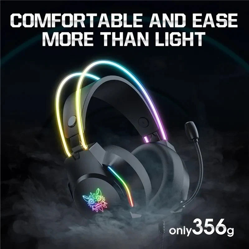 ONIKUMA X26 RGB Gaming Headset – Wired E-Sports Headphones with Noise-Reduction Mic, 50mm Drivers, USB + 3.5mm for PC, PS4, PS5, Xbox & Switch