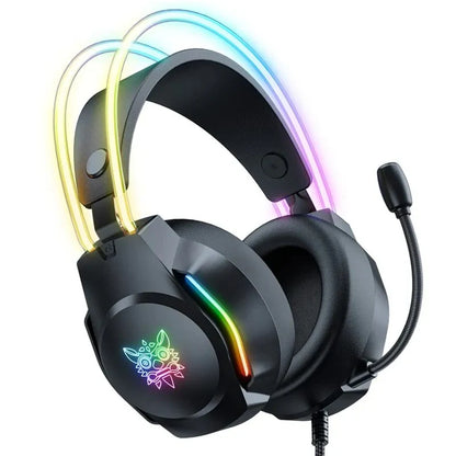 ONIKUMA X26 RGB Gaming Headset – Wired E-Sports Headphones with Noise-Reduction Mic, 50mm Drivers, USB + 3.5mm for PC, PS4, PS5, Xbox & Switch