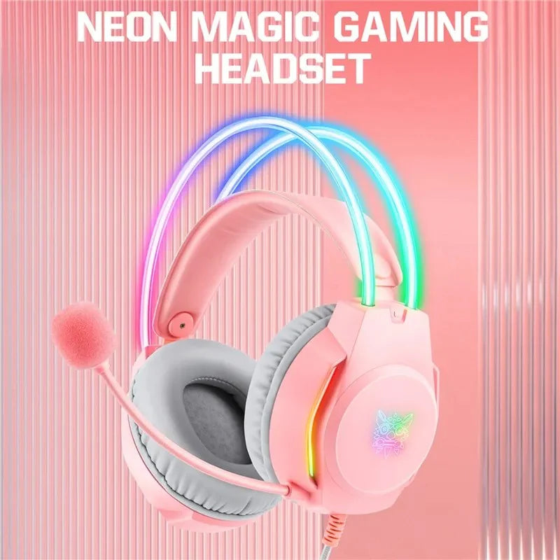 ONIKUMA X26 RGB Gaming Headset – Wired E-Sports Headphones with Noise-Reduction Mic, 50mm Drivers, USB + 3.5mm for PC, PS4, PS5, Xbox & Switch