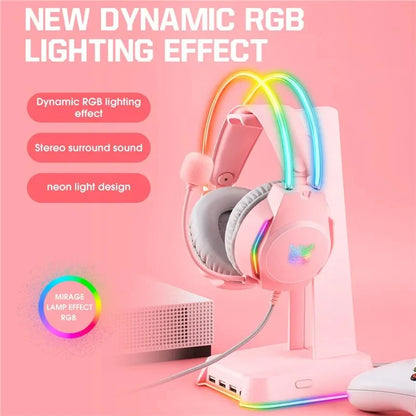 ONIKUMA X26 RGB Gaming Headset – Wired E-Sports Headphones with Noise-Reduction Mic, 50mm Drivers, USB + 3.5mm for PC, PS4, PS5, Xbox & Switch