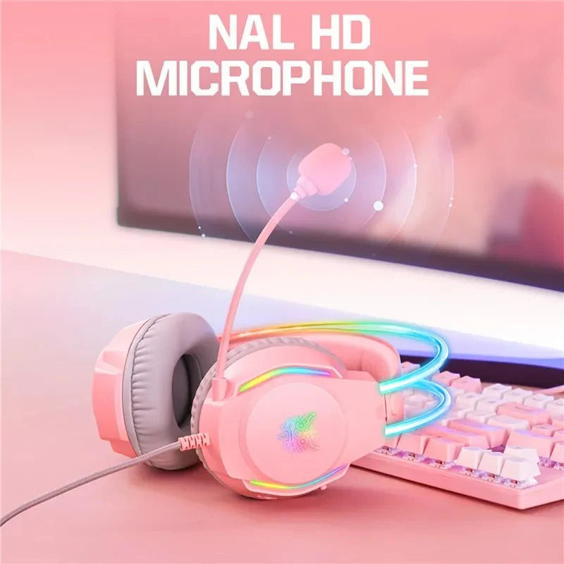 ONIKUMA X26 RGB Gaming Headset – Wired E-Sports Headphones with Noise-Reduction Mic, 50mm Drivers, USB + 3.5mm for PC, PS4, PS5, Xbox & Switch