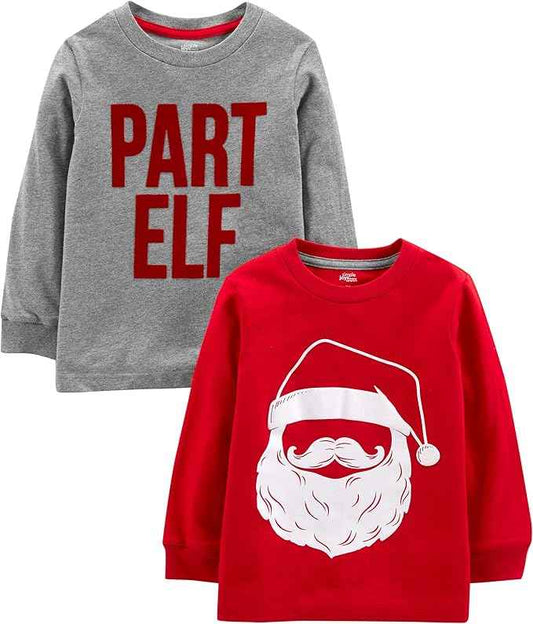 Simple Joys by Carter's Boys' Christmas Long-Sleeve T-Shirts, Pack of 2-Size 2t
