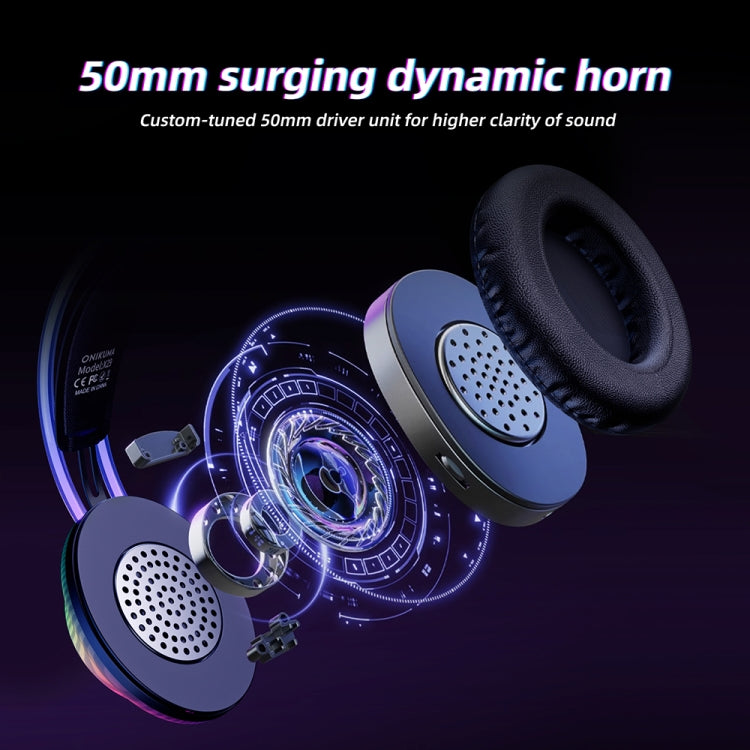 ONIKUMA X29 RGB Gaming Headset – Wired 50mm Surround Sound Headphones with Noise-Reduction Mic, LED Lighting for PC, PS5, PS4, Xbox & Switch