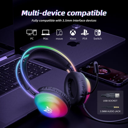 ONIKUMA X29 RGB Gaming Headset – Wired 50mm Surround Sound Headphones with Noise-Reduction Mic, LED Lighting for PC, PS5, PS4, Xbox & Switch