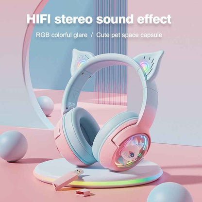 ONIKUMA B5 RGB Cat Ear 2.4g/Bluetooth Wireless Gaming Headset- Cute Pet Capsule Design
