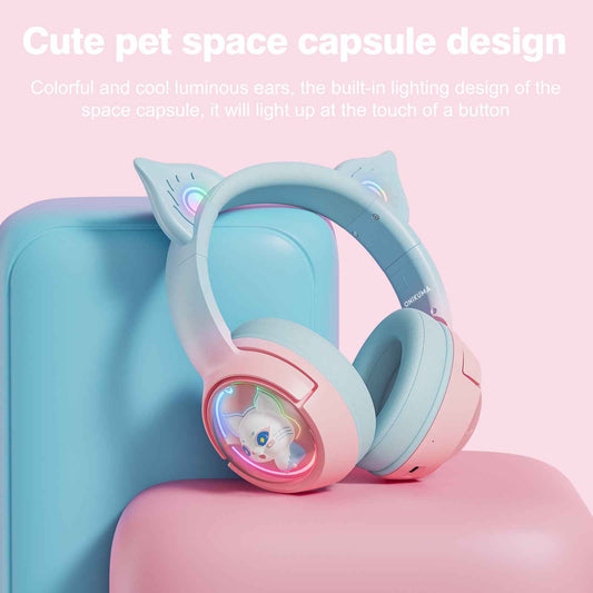 ONIKUMA B5 RGB Cat Ear 2.4g/Bluetooth Wireless Gaming Headset- Cute Pet Capsule Design