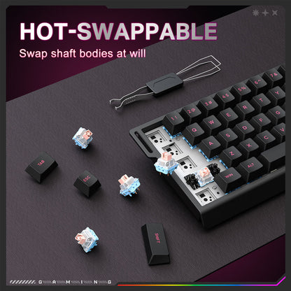ONIKUMA MT603 Tri-Mode 68-Key Wireless Mechanical Keyboard – Hot-Swappable, 2.4GHz / Bluetooth / USB-C, ARGB Gaming Keyboard