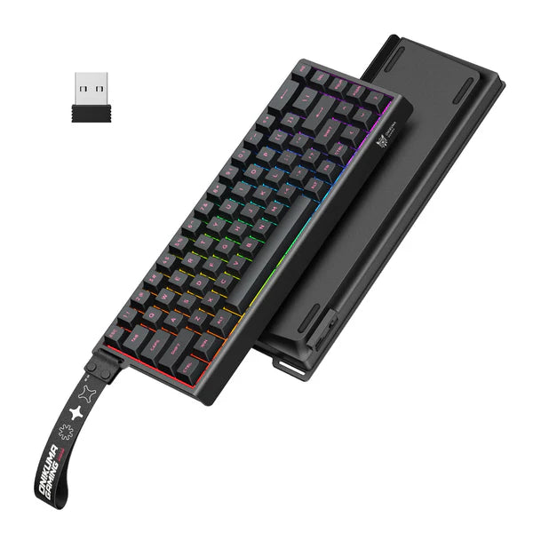 ONIKUMA MT603 Tri-Mode 68-Key Wireless Mechanical Keyboard – Hot-Swappable, 2.4GHz / Bluetooth / USB-C, ARGB Gaming Keyboard