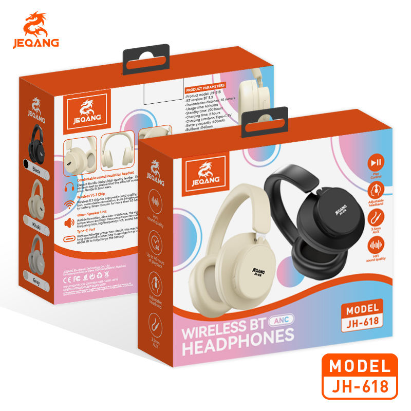 JEQANG JH-618 Wireless Bluetooth ANC Headphones – On-Ear, IPX4 Waterproof, Long Battery Life
