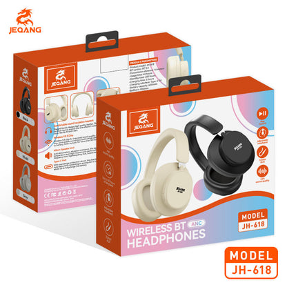 JEQANG JH-618 Wireless Bluetooth ANC Headphones – On-Ear, IPX4 Waterproof, Long Battery Life