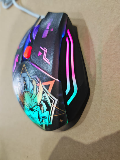 Indena G-550-EL Wired Gaming Mouse - 6400 DPI- RGB LED - 3 Cool Designs- MECHA ROBOT