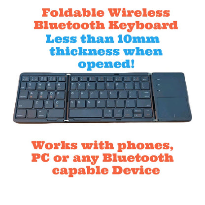 Indena Premium Build Bluetooth Foldable Keyboard, Slim and Compact Energy-saving with Touchpad