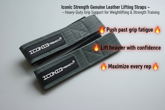 Iconic Strength Genuine Leather Lifting Straps – Heavy-Duty Grip Support for Weightlifting & Strength Training