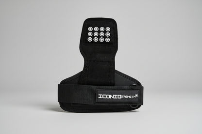 Iconic Strength Genuine Leather Lifting Straps with Embedded Silicone Grip – Heavy-Duty Wrist Support for Deadlifts, Pull-Ups & Strength Training