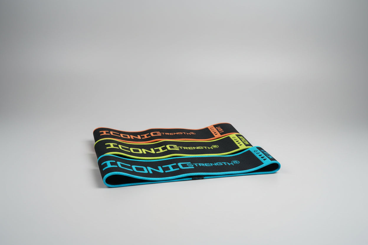 Iconic Strength Fabric Resistance Bands Set – Non-Slip Silicone Grip Glute & Hip Workout Bands – Light 10kg, Medium 15kg, Heavy 20kg – Premium Home & Gym Strength Training