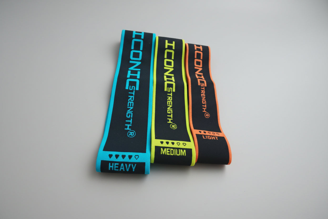 Iconic Strength Fabric Resistance Bands Set – Non-Slip Silicone Grip Glute & Hip Workout Bands – Light 10kg, Medium 15kg, Heavy 20kg – Premium Home & Gym Strength Training
