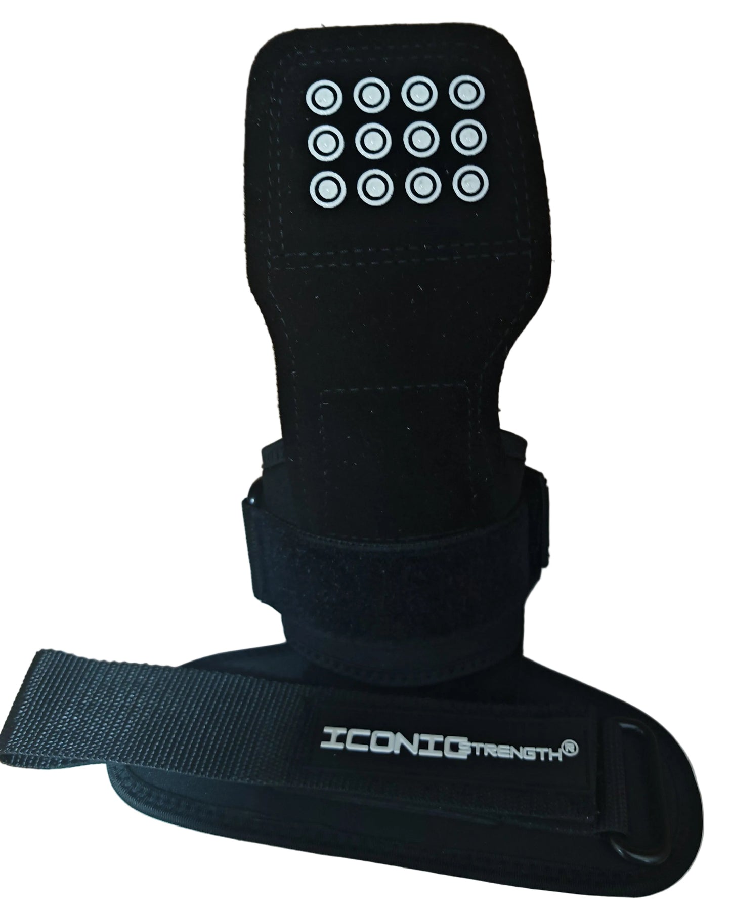 Iconic Strength Genuine Leather Lifting Straps with Embedded Silicone Grip – Heavy-Duty Wrist Support for Deadlifts, Pull-Ups & Strength Training