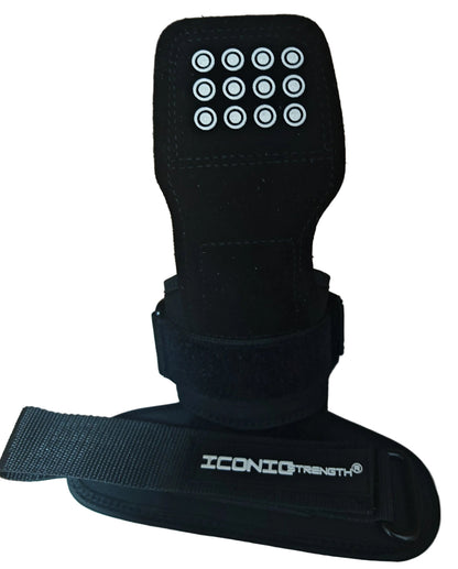 Iconic Strength Genuine Leather Lifting Straps with Embedded Silicone Grip – Heavy-Duty Wrist Support for Deadlifts, Pull-Ups & Strength Training