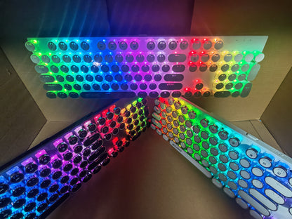 Wireless RGB Mechanical Keyboard 104 Keys – 2.4G & Bluetooth, Retro Round Keycaps, Rainbow Backlit JK-959 Gaming Keyboard