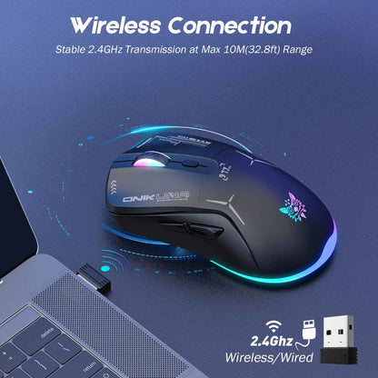 ONIKUMA CW917 Gaming Wireless 2.4ghz Mouse RGB Backlit Lighting, 4800 DPI