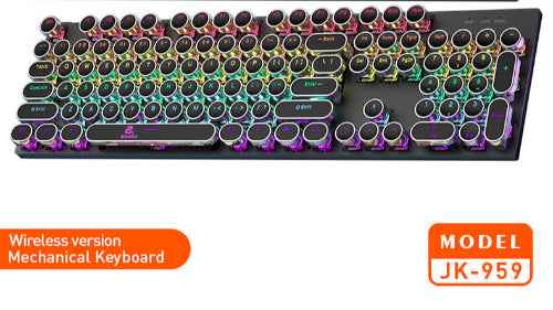 JK-959 104-Keys Wireless Mechanical Keyboard - Bluetooth/2.4g/Wired 3 modes- RGB Lighting