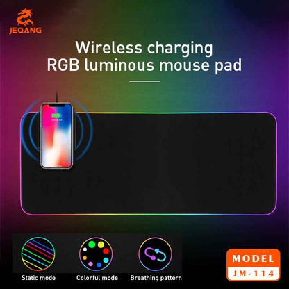 Gaming RGB Mousepad with Non-Slip Design and integrated Wireless Charging Pad