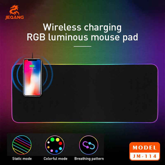 Gaming RGB Mousepad with Non-Slip Design and integrated Wireless Charging Pad