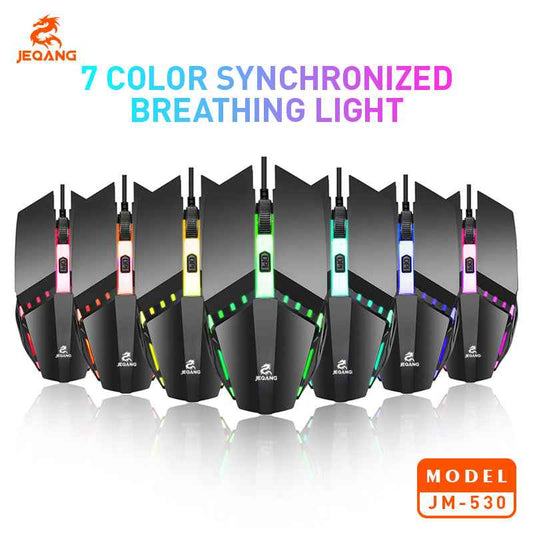 JM-530 Optical Wired USB Mouse Colourful Backlit Lighting - 800-1200-1600 dpi