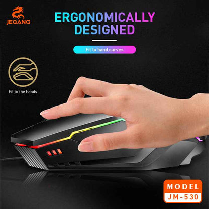 JM-530 Optical Wired USB Mouse Colourful Backlit Lighting - 800-1200-1600 dpi