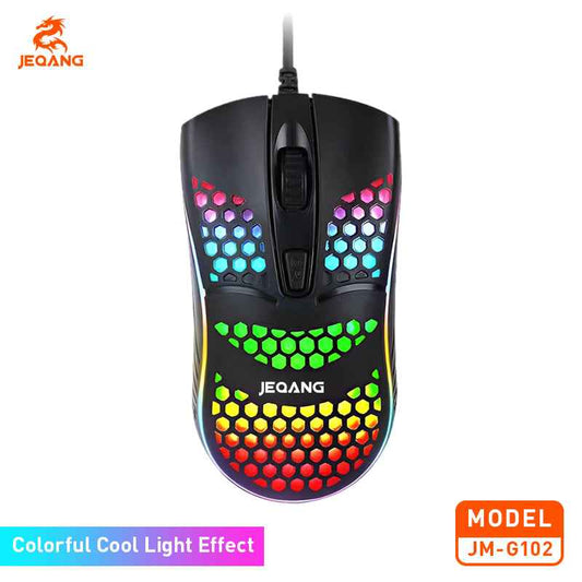 JM-G102 RGB Backlit Optical Wired Honeycomb Mouse for Gaming